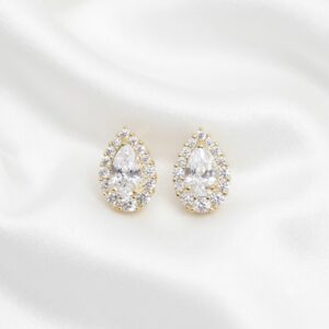 9ct Gold White Sapphire Teardrop