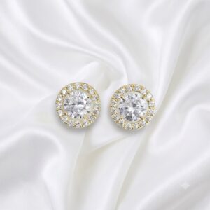 9ct Gold White sapphire Halo Earring