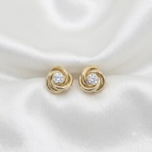 9ct Gold Cubic Love Knot Earring