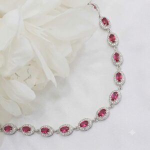 Sterling Silver Ruby Red Cubic Halo