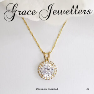 9ct Gold White Sapphire Halo Pendant