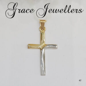 9ct Two Tone Cross Pendant