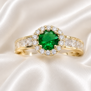 9ct Gold Created Emerald Ring