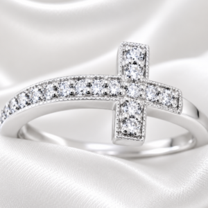 Sterling Silver Cubic Cross Ring