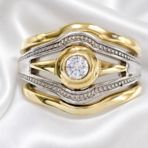 9ct Silver Trip Set Cz Wedding Ring