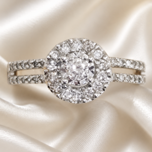 9ct Two Tone Gold Diamond Cluster Ring