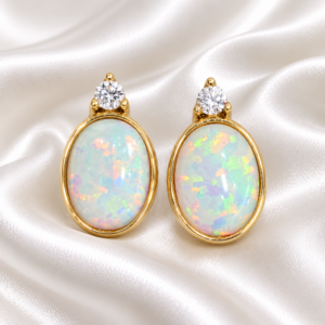 9ct Gold White Opal Stud Earring
