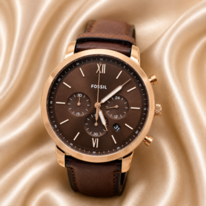 Fossil Brown Leather rose gold Chrono Watch
