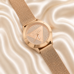 Guess Rose Gold cz Bezel Watch