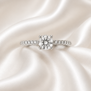 9ct White Gold white sapphire solitaire ring