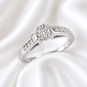 9ct White Gold natural Diamond cluster ring