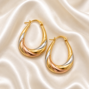 9ct Gold Tri Colour Hoop Earring