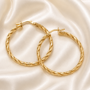 9ct Gold twist hoop Earring