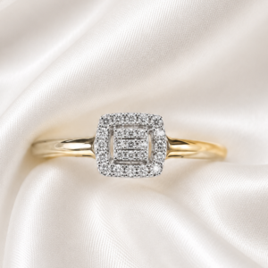 9ct Gold Square Pave Diamond Ring