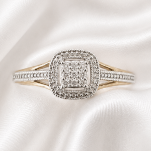9ct Gold Square Diamond Pave Ring