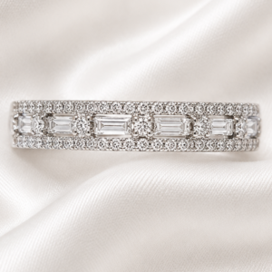 9ct Gold Natural Diamond Baguette and round Eternity Ring