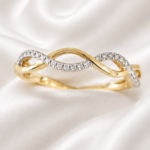 9ct Gold Natural Diamond infinity Ring