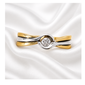 9ct Gold Two Tone Diamond tube Ring