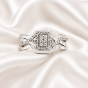 9ct White Gold Natural Diamond Trip Wedding Set