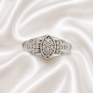 9ct White Gold Natural Diamond Cluster Marqi Ring