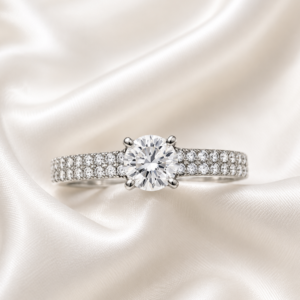 sterling silver cz solitaire double row ring