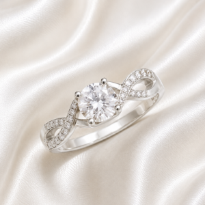 Sterling silver cubic Solitaire twist ring