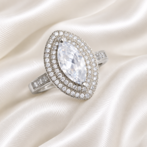 Sterling Silver Cubic Marqi Ring