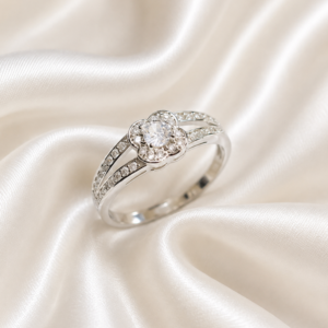 Sterling silver cubic double row Ring