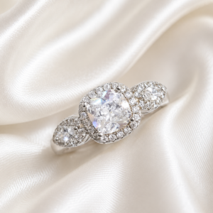sterling Silver Cubic square halo ring