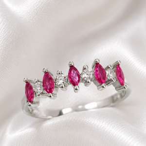 Sterling Silver Ruby Red Cubic colour Band