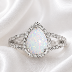 Sterling Silver White opal Teardrop ring