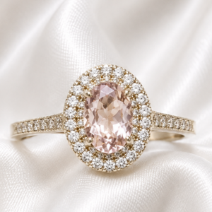 Sterling Silver pink oval halo