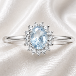 Sterling Silver blue cubic Halo ring
